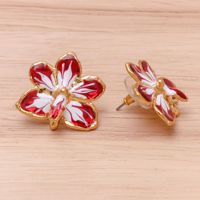 Vergoldete Ohrringe mit natürlichen Orchideen - Vergoldete Ohrringe mit natürlichen Orchideen