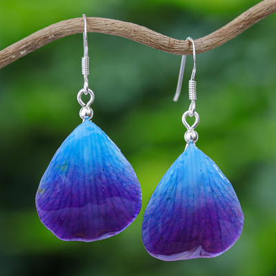 Natural orchid dangle earrings, Twilight