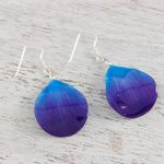 Natural orchid dangle earrings, 'Twilight' - Orchid Petal Earrings