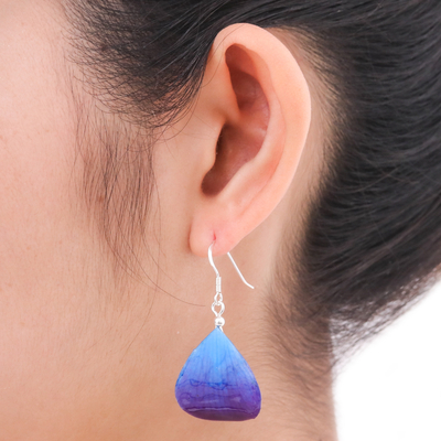 Natural orchid dangle earrings, 'Twilight' - Orchid Petal Earrings