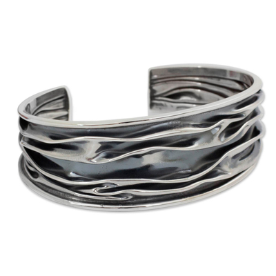 Sterling Silber Manschettenarmband "River" - Handgefertigtes Manschettenarmband aus Sterlingsilber