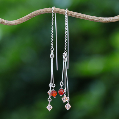 Carnelian dangle earrings, 'Sweet Pendulums' - Carnelian dangle earrings