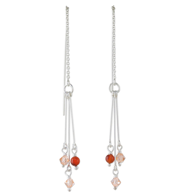 Carnelian dangle earrings, 'Sweet Pendulums' - Carnelian dangle earrings