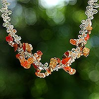 Perlen- und Rosenquarzstrang-Halskette, „Joy“ – Perlen- und Rosenquarzstrang-Halskette