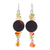 Onyx and peridot dangle earrings, 'Radiant Night' - Onyx Beaded Dangle Earrings