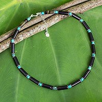 Onyx-Halsband, „Sky Song“ – Handgefertigter Onyx-Halsband