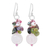 Pearl and rose quartz cluster earrings, 'Petal Romance' - Rose Quartz and Pearl Cluster Earrings thumbail