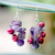 Pearl and amethyst cluster earrings, 'Jungle Orchid' - Fair Trade Amethyst and Pearl Cluster Earrings thumbail