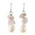 Pearl and rose quartz cluster earrings, 'Cloud Bouquet' - Rose Quartz and Pearl Beaded Earrings (image 2a) thumbail