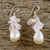 Pearl and rose quartz cluster earrings, 'Cloud Bouquet' - Rose Quartz and Pearl Beaded Earrings (image 2b) thumbail