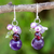 Garnet and amethyst cluster earrings, 'Bright Bouquet' - Handcrafted Amethyst and Pearl Dangle Earrings thumbail