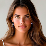 Garnet and amethyst cluster earrings, 'Bright Bouquet' - Handcrafted Amethyst and Pearl Dangle Earrings