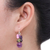 Garnet and amethyst cluster earrings, 'Bright Bouquet' - Handcrafted Amethyst and Pearl Dangle Earrings (image 2c) thumbail