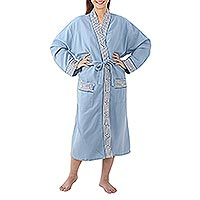 Cotton robe, 'Gray Day' - Thai Cotton Robe