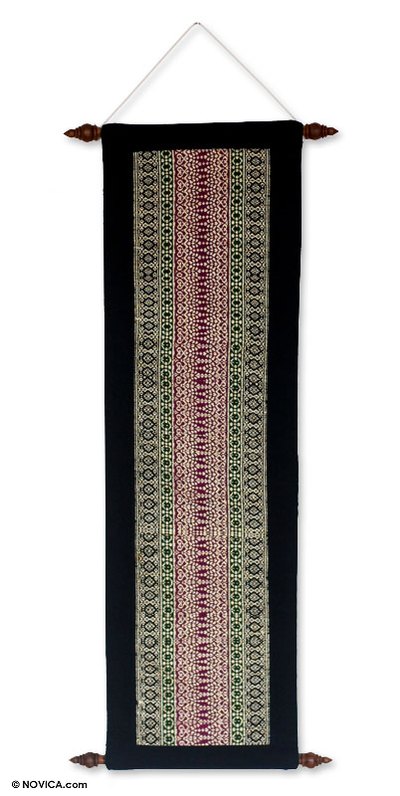 Cotton wall hanging, 'Formal Garden' - Thai Cotton Wall Hanging