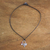 Pearl and leather choker, 'Charms of Love' - Silver and Leather Pendant Necklace