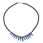 Onyx and lapis choker, 'Dark Ocean' - Onyx and Lapis Lazuli Beaded Choker