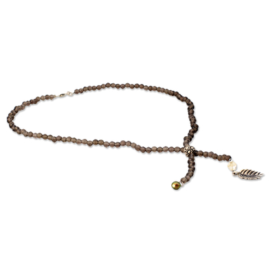 Smoky quartz and citrine Y-necklace, 'Mysterious' - Smoky Quartz and Citrine Y Necklace