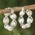 Cultured pearl hoop earrings, 'Cloud Twist' - Sterling Silver and Pearl Hoop Earrings thumbail