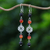 Carnelian and onyx dangle earrings, 'Filigree Day' - Carnelian and Onyx Silver Dangle Earrings thumbail