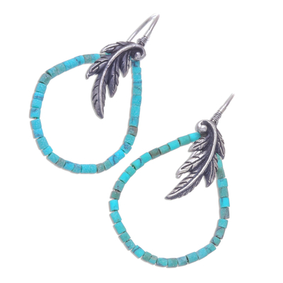 Sterling silver dangle earrings, 'Skybird' - Artisan Crafted Silver and Recon Turquoise Earrings