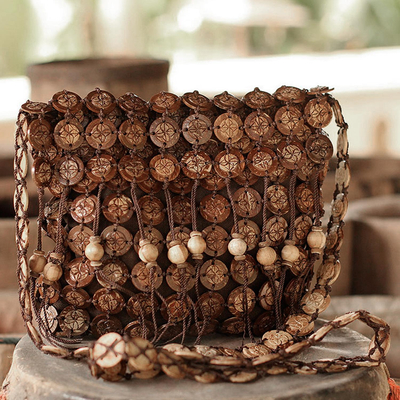 Umhängetasche aus Kokosnussschale, (groß) - Handgefertigte Umhängetasche aus Kokosnussschale