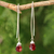 Garnet dangle earrings, 'Sublime' - Sterling Silver and Garnet Dangle Earrings (image 2) thumbail