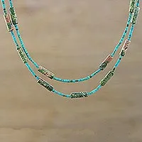 Jasper choker, 'Islands in the Stream' - Jasper & Reconstituted Turquoise Choker