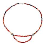 Onyx and carnelian long strand necklace, 'Festivity' - Onyx and Carnelian Strand Necklace