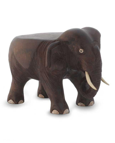 Wood stand, 'Elephant at Work' - Wood stand