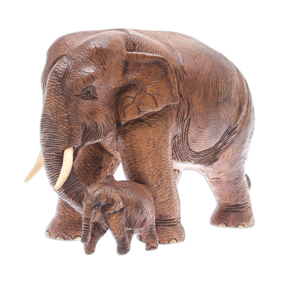 Skulpturen aus Teakholz - Elefantenskulptur aus thailändischem Teakholz