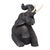 Teak sculpture, 'Happy Elephant' - Unique Teak Wood Sculpture