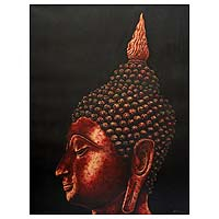 'Buda del período Sukhothai' (2004) - Pintura de budismo espiritual tailandés (2004)
