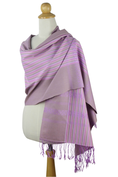 Cotton shawl, 'Lavender Symphony' - Cotton Shawl from Thailand