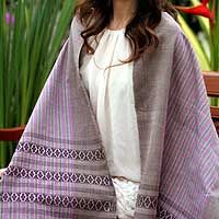 Cotton shawl, 'Twilight Symphony' - Cotton shawl