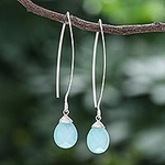 Hand Made Sterling Silver and Chalcedony Earrings, 'Sublime'