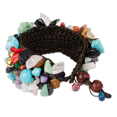 Multi-gem beaded bracelet, 'Festive Heart' - Beaded Multigem Bracelet