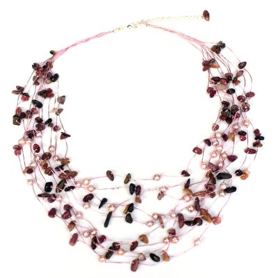 Beaded Tourmaline and Pearl Necklace