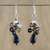 Agate and quartz cluster earrings, 'Glistening Sophistication' - Handmade Thai Dangle Agate Earrings thumbail