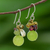 Pearl and peridot cluster earrings, 'Freshness' - Hand Crafted Beaded Multigem Earrings (image 2) thumbail