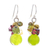 Pearl and peridot cluster earrings, 'Freshness' - Hand Crafted Beaded Multigem Earrings thumbail