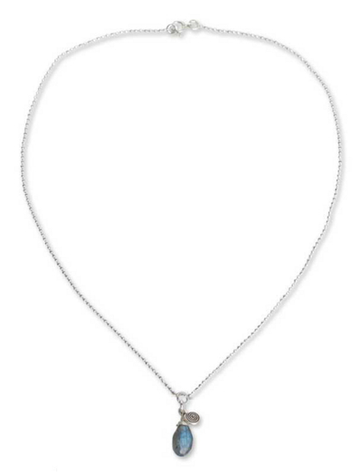 Labradorite pendant necklace, 'Subtle' - Handcrafted Sterling Silver and Labradorite Necklace