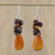 Pearl and garnet cluster earrings, 'Blossoming Sun' - Pearl and Garnet Dangle Earrings (image 2) thumbail