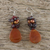 Pearl and garnet cluster earrings, 'Blossoming Sun' - Pearl and Garnet Dangle Earrings (image 2b) thumbail