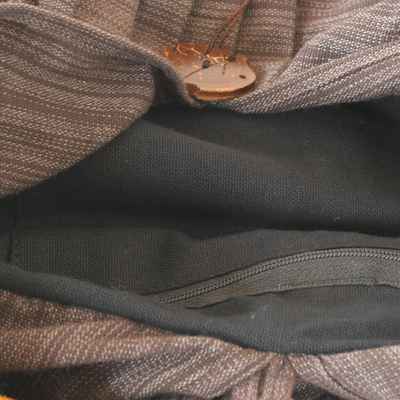 Bolso bandolera de algodón - Bolso bandolera de algodón gris hecho a mano 