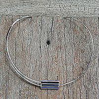 Sterling silver choker, 'Sleek Illusion' - Handcrafted Sterling Silver Collar Necklace