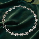 Sterling silver link necklace, 'Vitality' - Sterling Silver Leaf Necklace