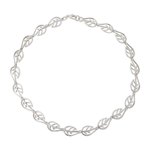 Sterling silver link necklace, 'Vitality' - Sterling Silver Leaf Necklace