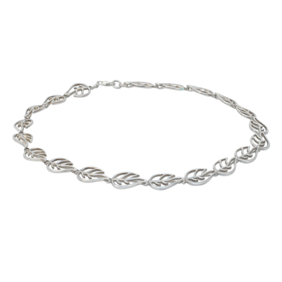 Sterling Silver Leaf Necklace - Vitality | NOVICA