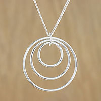 Sterling silver pendant necklace, 'Inner Circle'